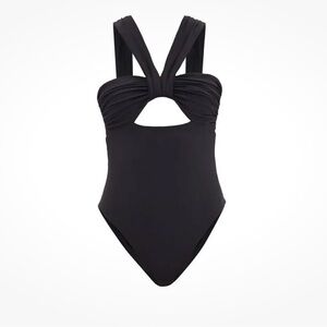 Nensi Dojaka Butterfly Cut-Out One Piece Swimsuit Black Halter Neck​​​​​